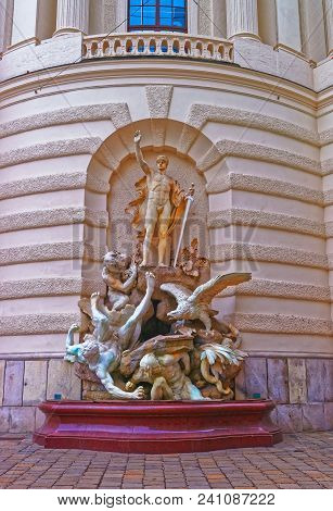 Fountain Of Hofburg On Michaelerplatz, Vienna, Austria,