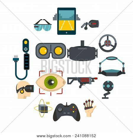 Virtual Reality Icons Set In Flat Style Isolated Vector Illustration
