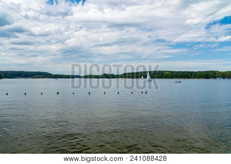 Boats On Ukiel Lake In Olsztyn, Poland.