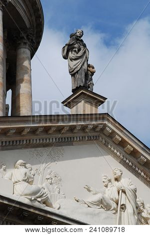 Detail Of The French Church, Gendarmenmarkt, Berlin, Germany. The Gendarmenmarkt Is A Square In Berl