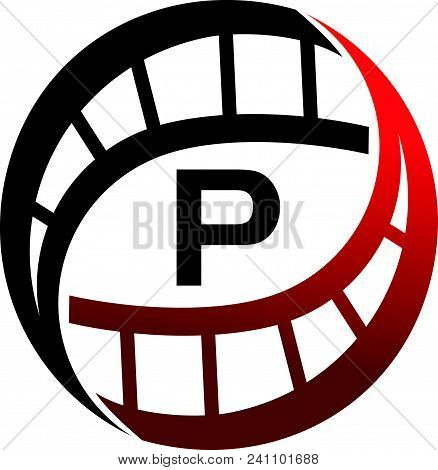 Film Solutions Initial P Logo Design Template Isolated Vector