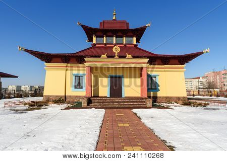 Small Hurul Temple In Spring. Elista. Kalmykia Russia