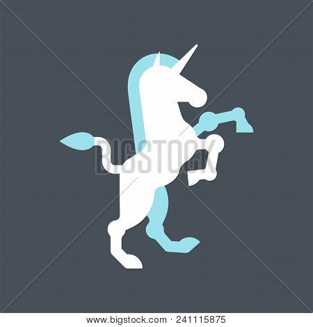 Unicorn Heraldic Symbol. Sign Animal For Coat Of Arms. Vector Illustration