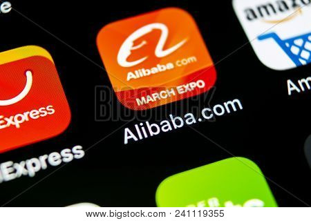 Sankt-petersburg, Russia, May 10, 2018: Alibaba Application Icon On Apple Iphone X Smartphone Screen
