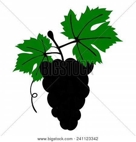 Flat Design Icon Of Grape In Ui Colors. Vector Illustration.