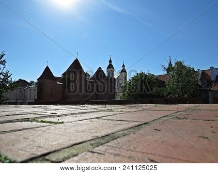 View At Historical Medieval Fortification In The Old Town Of Warsaw, Poland