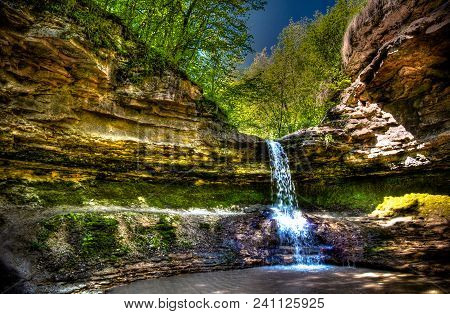 Gipsy Hole Waterfall In The Saharna, Moldova
