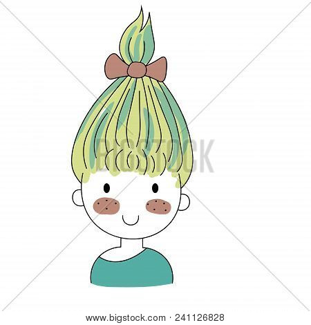 Cartoon Positive Sweet Cute Colored Doodle Girl