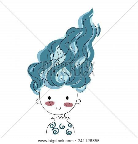 Cartoon Positive Sweet Cute Colored Doodle Girl