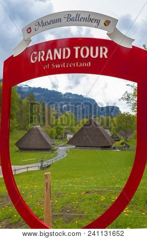 Hoffstetten Bei Brienz, Switzerland - April 2017: View In Ballenberg Open Air Museum