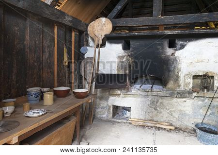 Hofstetten Bei Brienz, Switzerland - April 2017:  Kitchen With Oven Of Once Upon A Time In Ballenber