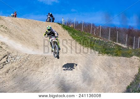 Dirt Bike Rider Is Flying High In Evening