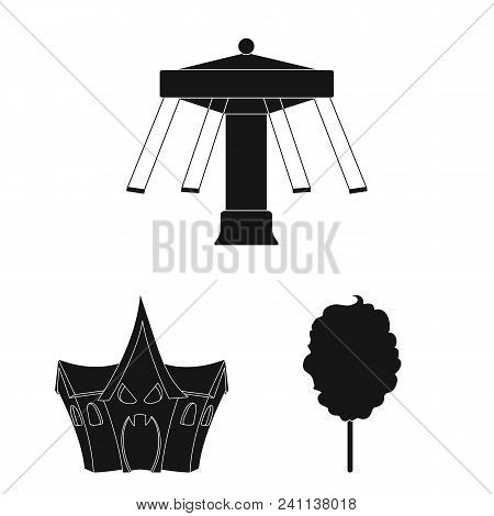 Amusement Park Black Icons In Set Collection For Design. Equipment And Attractions Vector Symbol Sto