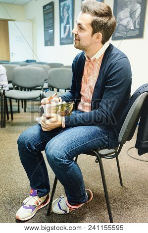 Vilnius, Lithuania - May 4, 2016: Sasha Filipenko Belorussian Journalist  And Novelist Autographing 