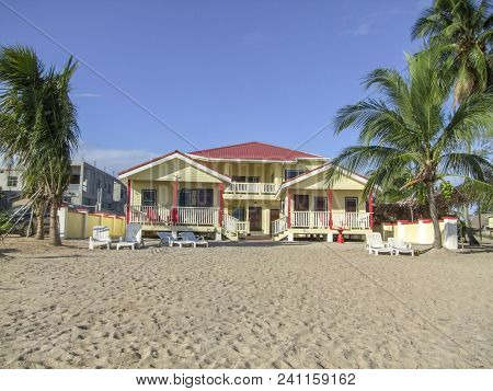 House At A Beach Near Hopkins In Belize In Central America