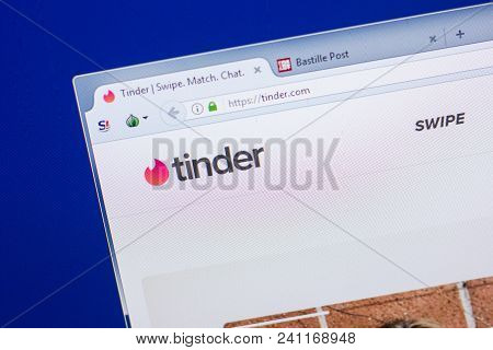 Ryazan, Russia - May 13, 2018: Tinder Website On The Display Of Pc, Url - Tinder.com