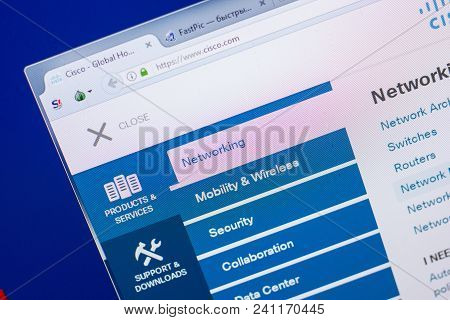 Ryazan, Russia - May 13, 2018: Cisco Website On The Display Of Pc, Url - Cisco.com