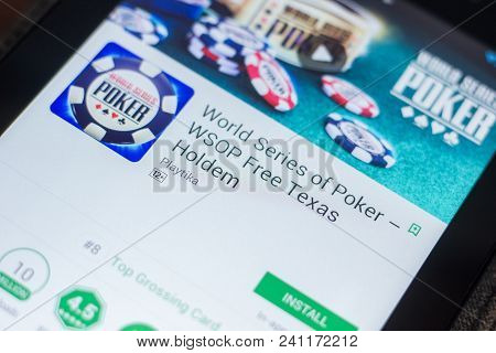 Ryazan, Russia - May 16, 2018: World Series Of Poker Mobile App On The Display Of Tablet Pc