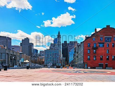 Custom House Tower And Long Wharf At Boston Of Massachusetts, The United States.