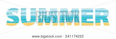Summer Illustration In The Double Exposure Technique On White