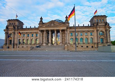 Reichstag Building In Berlin, Germany. Reichstag Is A Well-known Building Which Is Placed On The Kon