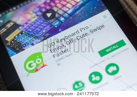 Ryazan, Russia - May 16, 2018: Go Keyboard Pro Mobile App On The Display Of Tablet Pc