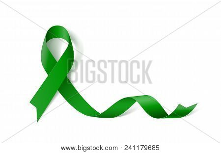 White Banner With Liver Cancer Awareness Realistic Ribbon. Design Template For Websites Magazines