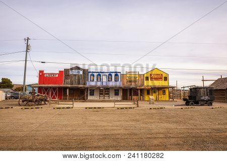 Seligman, Arizona, Usa - January 2, 2018 : Facade Of The Historic Seligman Depot Situated On Route 6