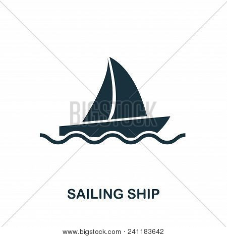 Sailing Ship Icon In Vector. Flat Style Icon Design. Vector Illustration Of Sailing Ship Icon. Picto