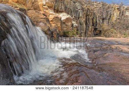 Waterfalls With Rocks In The Canyon Of Leba. Angola. Lubango.
