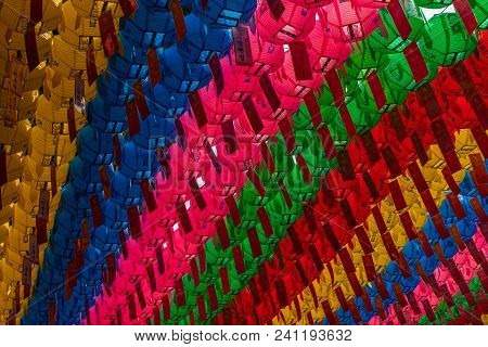 Asian Lanterns At A Buddhist Temple