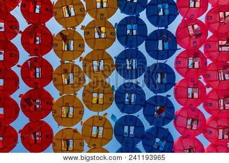 Asian Lanterns At A Buddhist Temple