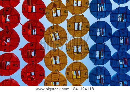 Asian Lanterns At A Buddhist Temple
