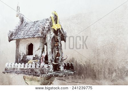 Traditional Spirit House In Thailand. House Of The Guardian Spirit Is A Shrine To The Protective Spi