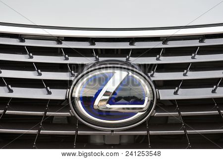 Vilnius, Lithuania - May 18: Lexus Logotype On A Car On May 18, 2018 In Vilnius Lithuania. Lexus Is 
