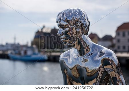 Elsinore, Denmark - April 28, 2018: Sculpture Han By Artists Elmgreen And Dragset Created In 2012