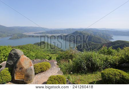 Fukui Japan - May 05, 2018: Mikatagoko Lake District National Park Fukui Japan