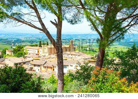 San Giminiano, Italy, Panoramic View Of St. Agostino District