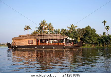 Houseboat On Backwaters In Kerala, South India