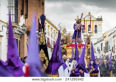 Marchena, Seville, Spain - March 30, 2018: Procession Of Holy Week(semana Santa) In Marchena, Sevill