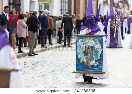 Marchena, Seville, Spain - March 30, 2018: Procession Of Holy Week(semana Santa) In Marchena, Sevill