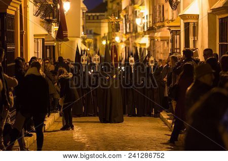 Marchena, Seville, Spain - March 30, 2018: Procession Of Holy Week(semana Santa) In Marchena, Sevill