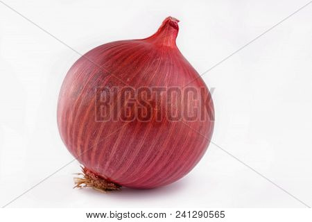 Red Whole And Onion Isolated On White Background.