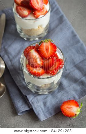 Strawberry Cheesecake In Glasses