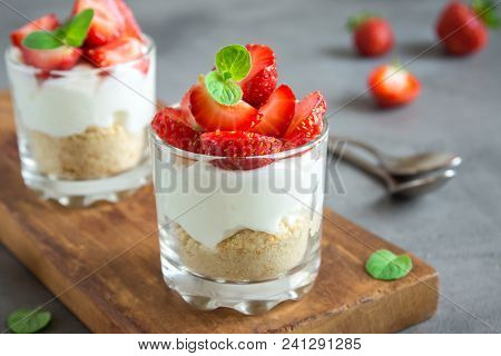 Strawberry Cheesecake In Glasses
