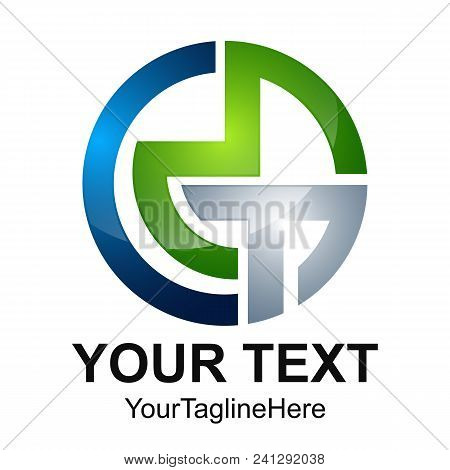 Initial Letter Cmt Logo Design Template Element Colored Silver Green Blue Circle 3d For Business And