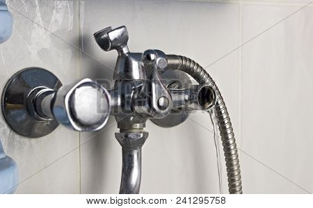 Faulty Water Tap From Which Water Flows