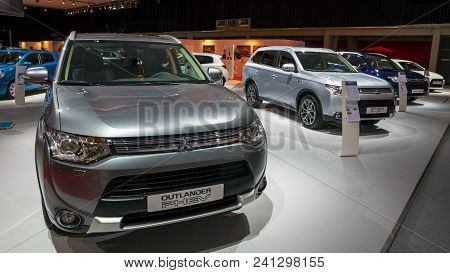 Amsterdam - April 16, 2015: Mitsubishi Outlander Phev Cars Showcased At The Autorai Motor Show.