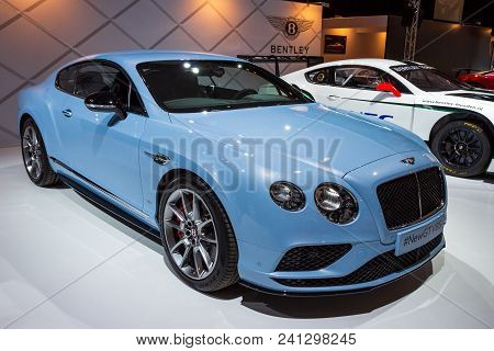 Amsterdam - April 16, 2015: Bentley Continental Gt V8s Car Showcased At The Autorai Motor Show.
