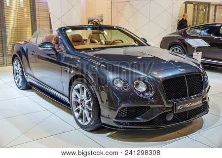 Brussels - Jan 12, 2016: Bentley Gt V8s Convertible Car Showcased At The Brussels Motor Show.